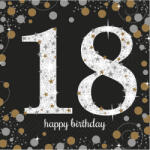 Boldog Születésnapot Happy Birthday 18 Gold szalvéta 16 db-os 33x33 cm