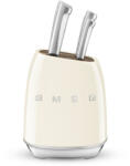 Smeg Комплект ножове със стойка smeg kbsf02cr, 7 части, Слотове от акациево дърво, Немска неръждаема стомана, Крема (kbsf02cr)