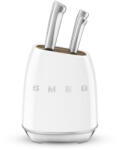Smeg Комплект ножове със стойка smeg kbsf02wh, 7 части, Слотове от акациево дърво, Немска неръждаема стомана, Бял (kbsf02wh)
