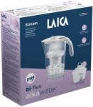 LAICA Stream Line fehér vízszűrő kancsó digitális kijelzővel 1 db alkawater bi-flux szűrőbetéttel