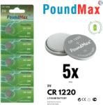 PoundMax CR1220 3 V lítium gombelem, 5 db