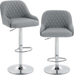 HOMCOM Set de 2 Scaune de Bar Rotative Reglabile pentru Bucătărie, Gri Deschis | Aosom Romania (83A-547V81LG)