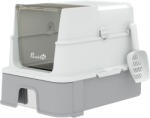 PawHut Litieră Acoperită 3 în 1 pentru Pisici, 68 L, cu Capac, Tavă Detașabilă din Oțel Inoxidabil, Lopățică, Alb și Gri | Aosom Romania (D31-164V00GY)