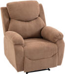 HOMCOM Fotoliu Reclinabil Manual cu Material cu Aspect de In, Suport pentru Picioare și Cotiere Căptușite, Maro Închis | Aosom Romania (833-852V03DR)