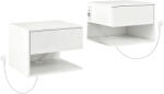 HOMCOM Set Noptiere Suspendate cu Sertar și Raft, Noptiere Moderne pentru Canapea, 40 x 35 x 30 cm, Alb | Aosom Romania (831-339V92WT)