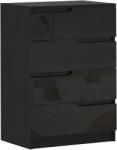 HOMCOM Comodă 4 Sertare, Modernă și Minimalistă, din PAL, 60x40x85cm, Negru Lucios | Aosom Romania (831-905V01BK) Comoda