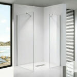 STUXI Milano Easy Kombi Walk-in zuhanyfal, 130x90 cm, 8 mm vastag vízlepergető biztonsági üveggel, helytakarékos stabilizátorral