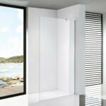 STUXI Milano Easy Walk-in zuhanyfal, 80x200 cm, 8 mm vastag vízlepergető biztonsági üveggel, 200 cm magas, helytakarékos stabilizátorral