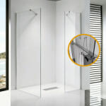 STUXI Milano Easy Kombi Plus 1 Walk-in zuhanyfal, 70x80 cm, 8 mm vastag vízlepergető biztonsági üveggel, helytakarékos stabilizátorral, polccal