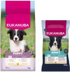 EUKANUBA 15kg Eukanuba Premium Nutrition Puppy Medium Breed csirke száraz kutyatáp + 100 g Adult Medium Breed ingyen akcióban