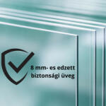 STUXI Milano Easy Plus Walk-in zuhanyfal, 100x200 cm, 8 mm vastag vízlepergető üveggel, helytakarékos stabilizátorral, polccal, törölközőtartóval