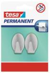 tesa Cârlige permanente din oțel, autoadezive, ovale, mărime: L, TESA, crom mat, 2 buc