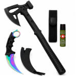 Depox Set topor multifuncțional, cuțit Karambit și spray autoaparare DEPOX®, 42 cm/60 ml/19 cm, husa inclusa (1823)