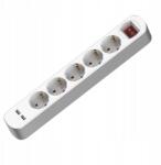 Plastrol Hosszabbító kábel 5 aljzattal Schuko 250V 16A 3m 2xUSB Plastrol kapcsolóval (W-102113)
