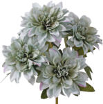 Valex Decor Dália selyemvirág csokor, 5 fejes, 31cm magas, virágfej átmérő: 10.5cm - Szürkés zöld (LD068-03)