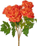 Valex Decor Bazsarózsa selyemvirág csokor, 5 fejes, 47cm magas, virágfej átmérő: 11cm - Pasztell narancssárga (LD073-04)