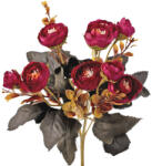 Valex Decor Peónia selyemvirág csokor, 6 fejes, 30cm magas - Bordó (LD071-05)