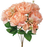 Valex Decor Bazsarózsa selyemvirág csokor, 7 fejes, 43cm magas, virágfej átmérő: 10cm - Krém (LD070-02)