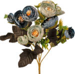 Valex Decor Peónia selyemvirág csokor, 10 fejes, 28cm magas - Kék (LD076-06)