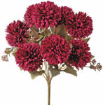 Valex Decor Krizantém selyemvirág csokor, 9 fejes, 38cm magas, virágfej átmérő: 7.5cm - Bordó (LD069-04)