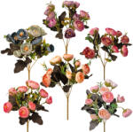 Valex Decor Peónia selyemvirág csokor, 10 fejes, 28cm magas - 36db-os mix (LD076)