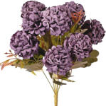 Valex Decor Krizantém selyemvirág csokor, 9 fejes, 40cm magas, virágfej átmérő: 7.5cm - Matt sötétlila (LD063-05)