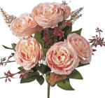 Valex Decor Peónia selyemvirág csokor, 7 fejes, 35cm magas, virágfej átmérő: 6.5cm - Púder rózsaszín (LD075-02)