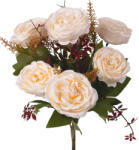 Valex Decor Peónia selyemvirág csokor, 7 fejes, 35cm magas, virágfej átmérő: 6.5cm - Ekrü (LD075-01)