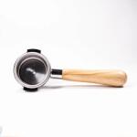 Heavy Tamper Portafilter gol de 58 mm cu mâner din lemn măsliniu