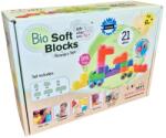 Bio Soft Blocks by Gerardo's Toys Set cuburi moi cu roți Gerardo’s Toys 21 piese - jucărie educativă senzorială soft pentru bebeluși 6+ luni | cuburi construcție sigure, motricitate, vehicule, material antibacterian (GT3101)