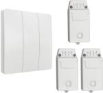 HomeVast Kit intrerupator cinetic, RF433, 3 canale, alb + 3 receivere inteligente, cu protocol WiFi+RF, compatibil Tuya/Smart life, cu variator (dimmer) - Mode (ES-KS03-3xES-WFD16)