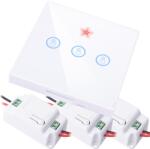 HomeVast Kit intrerupator cu ecran tactil, RF 433MHz, 3 canale, alb + 3 receivere inteligente, cu protocol WiFi+RF, compatibil Tuya/Smart life, on/off - Model (WHC-D04-3-W-3R)