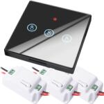 HomeVast Kit intrerupator cu ecran tactil, RF 433MHz, 3 canale, negru + 3 receivere inteligente, cu protocol WiFi+RF, compatibil Tuya/Smart life, on/off - Mode (WHC-D04-3-B-3R)