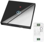 HomeVast Kit intrerupator cu ecran tactil, RF 433MHz, 1 canal, negru + 1 receiver inteligent, cu protocol WiFi+RF, compatibil Tuya/Smart life, on/off - Model W (WHC-D04-1-B-1R)