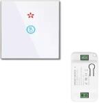 HomeVast Kit intrerupator cu ecran tactil, RF 433MHz, 1 canal, alb + 1 receiver inteligent, cu protocol WiFi+RF, compatibil Tuya/Smart life, on/off - Model WHC (WHC-D04-1-W-1R-1)