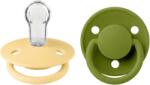 BIBS Set 2 suzete BIBS De Lux din silicon, tetină rotundă, mărime universală, Pale Butter/Wasabi (150300)