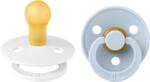 BIBS Set 2 suzete BIBS Colour Latex, tetină rotundă, 0 luni, White/Baby Blue (110349)