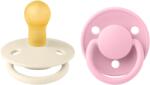 BIBS Set 2 suzete BIBS De Lux din latex, tetină rotundă, 0 luni, Ivory/Baby Pink (180214)