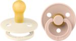 BIBS Set 2 suzete BIBS Colour Latex, tetină rotundă, 0 luni, Ivory/Blush (110256)
