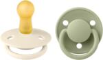 BIBS Set 2 suzete BIBS De Lux din latex, tetină rotundă, 6 luni, Ivory/Sage (190223)