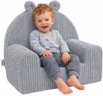 Twinkle Twins Fotoliu pentru copii Twinkle Twins, velur reiat, umplutura din spuma, husa detasabila si lavabila, gri (TT-03001)