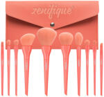 zenifique Set 10 pensule de machiaj zenifique®, din par sintetic, forme diferite, cu gentuta pentru depozitare, portocaliu (ZEN-415_orange)