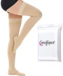 zenifique Set 2 Sosete compresive zenifique cu grad de compresie ridicat 23-32 mmHg, Pana la coapsa, Insertii din silicon, Imbunatatirea circulatiei si Prevenirea varicelor, Bej (Marime: XXL) (ZEN-577_XXL_beige