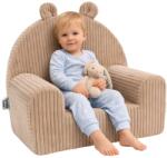 Twinkle Twins Fotoliu pentru copii Twinkle Twins, velur reiat, umplutura din spuma, husa detasabila si lavabila, maro (TT-03004)