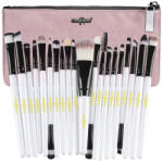 zenifique Set 20 pensule machiaj, zenifique, par sintetic, cu etui, maner alb (ZEN-250_white)