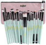 zenifique Set 20 pensule machiaj, zenifique, par sintetic, cu etui, maner verde (ZEN-250_green)