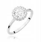 Fugart 585 fehér arany eljegyzési gyűrű fehér zafírral és 0.14ct gyémántokkal r25 (F572-B585-BS0.60/0.14)