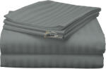 HomePuls Cearsaf de pat dublu king size Damasc Policoton dunga 1 cm, 230 x 260 cm, Gri Inchis (cpf.117-gri-inchis)