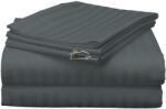 HomePuls Cearsaf de pat dublu extra large Damasc Policoton dunga 1 cm, 230x260 cm, Gri Antracit (cpf.117-gri-antracit)