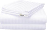 HomePuls Cearsaf de pat 2 persoane Damasc Policoton dunga 1 cm, 220 x 230 cm, Alb (cpf.133-alb)
